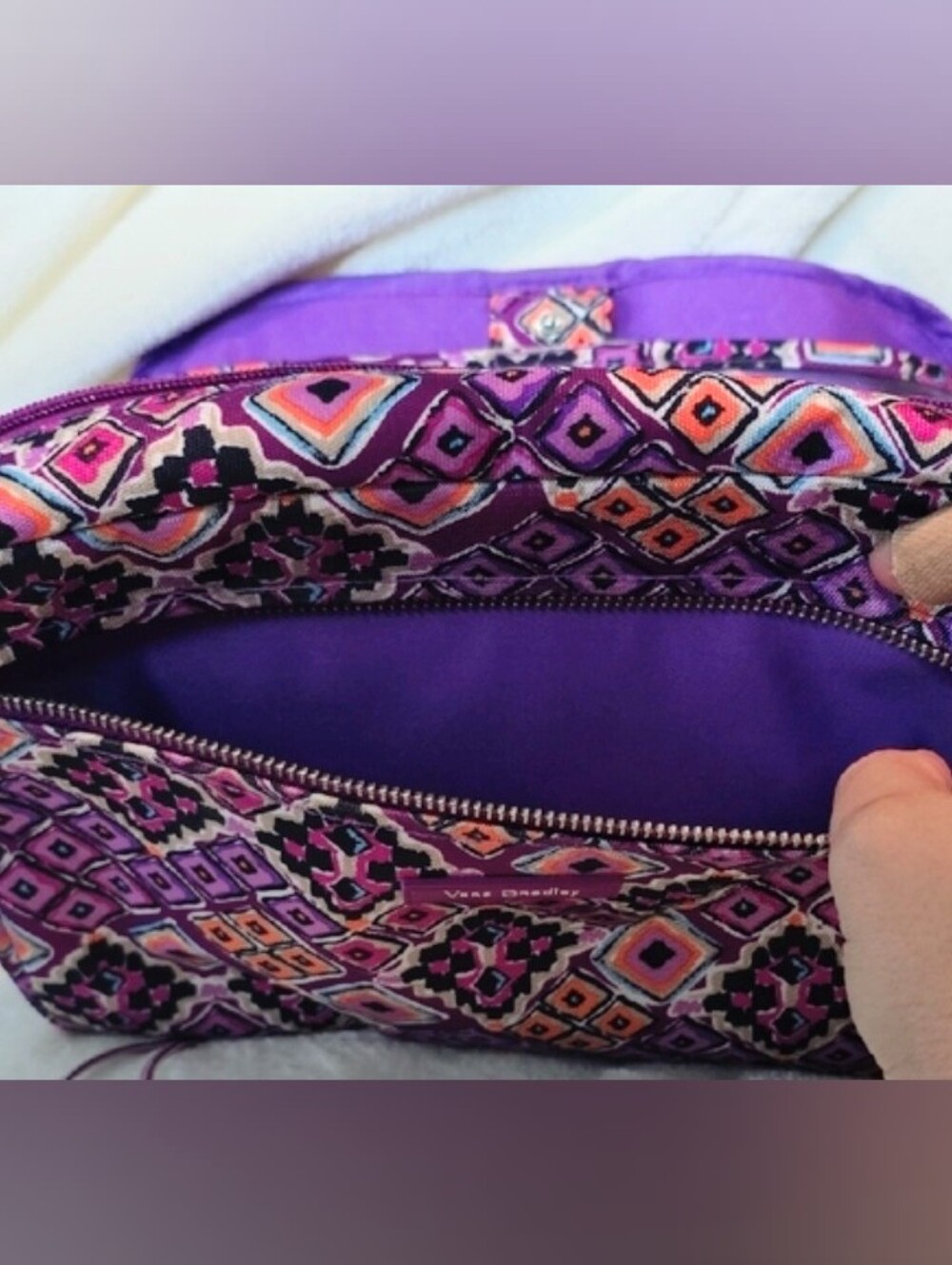 Vera Bradley Dream Diamonds Purple Geometric Seat Back Organizer. EUC - Picture 6 of 6